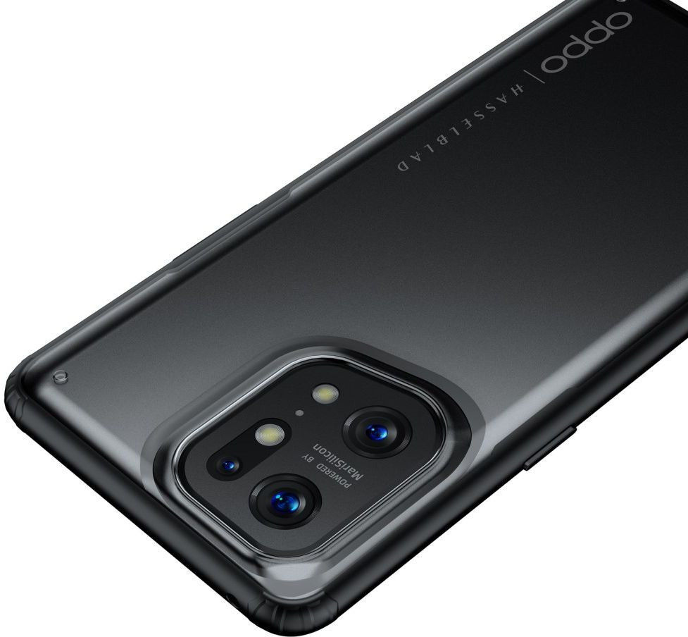 Oppo Find X5 Hoesje Armor Back Cover Transparant Zwart afbeelding 7