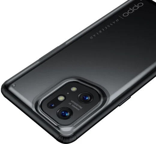 Oppo Find X5 Hoesje Armor Back Cover Transparant Zwart afbeelding 7