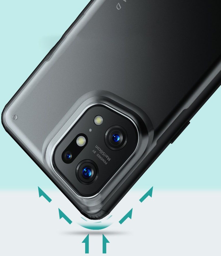 Oppo Find X5 Pro Hoesje Armor Back Cover Transparant Zwart afbeelding 4