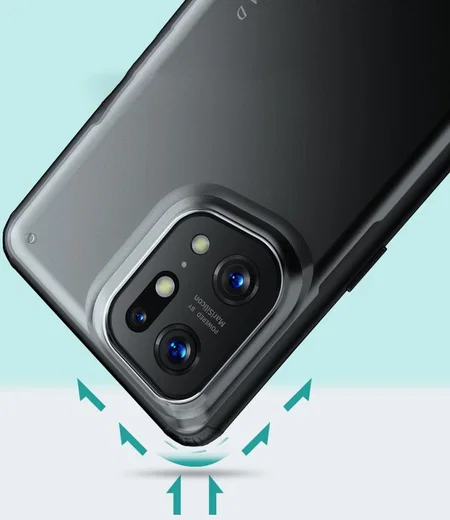 Oppo Find X5 Pro Hoesje Armor Back Cover Transparant Zwart afbeelding 4