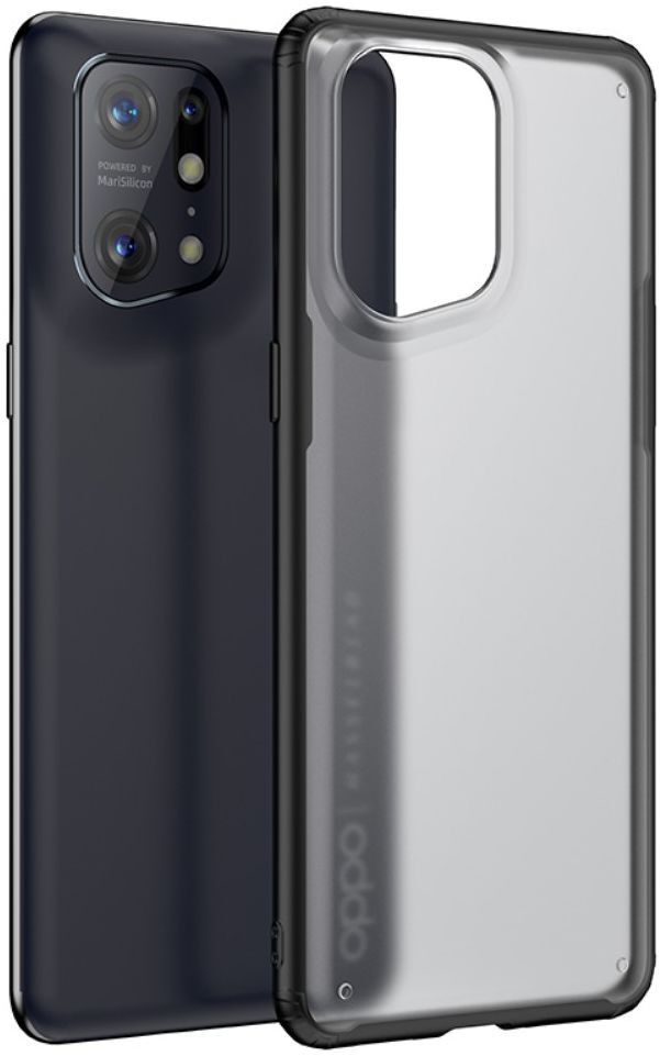 Oppo Find X5 Pro Hoesje Armor Back Cover Transparant Zwart afbeelding 1