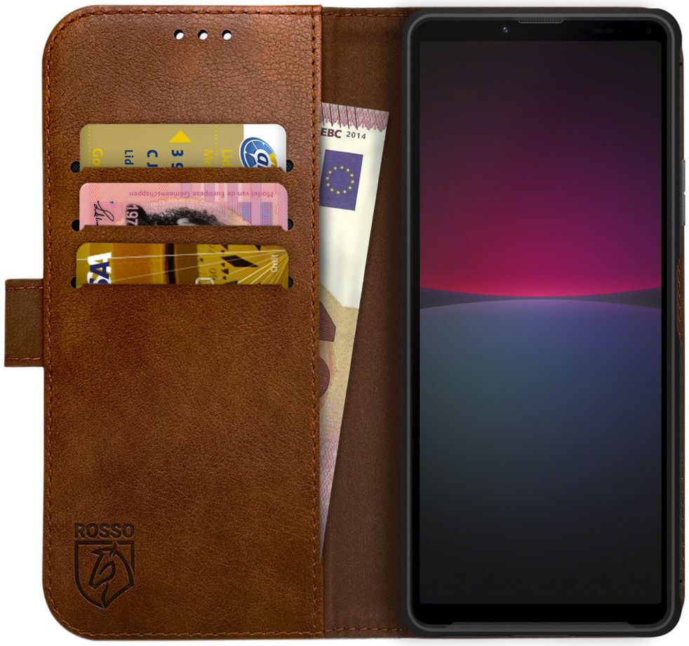 Rosso Element Sony Xperia 10 IV Hoesje Book Cover Wallet Bruin afbeelding 1
