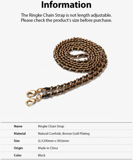 Ringke Chain Strap voor Ringke Folio Signature / Mini Cross Bag Zwart afbeelding 6