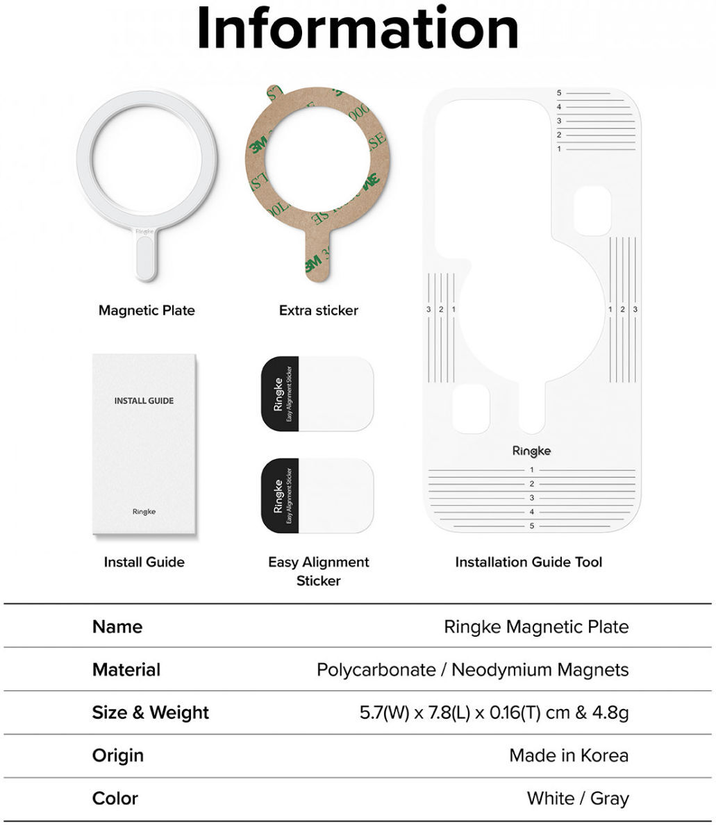 Ringke Magnetic Plate MagSafe Magneet Sticker Telefoonhoesjes Grijs afbeelding 14
