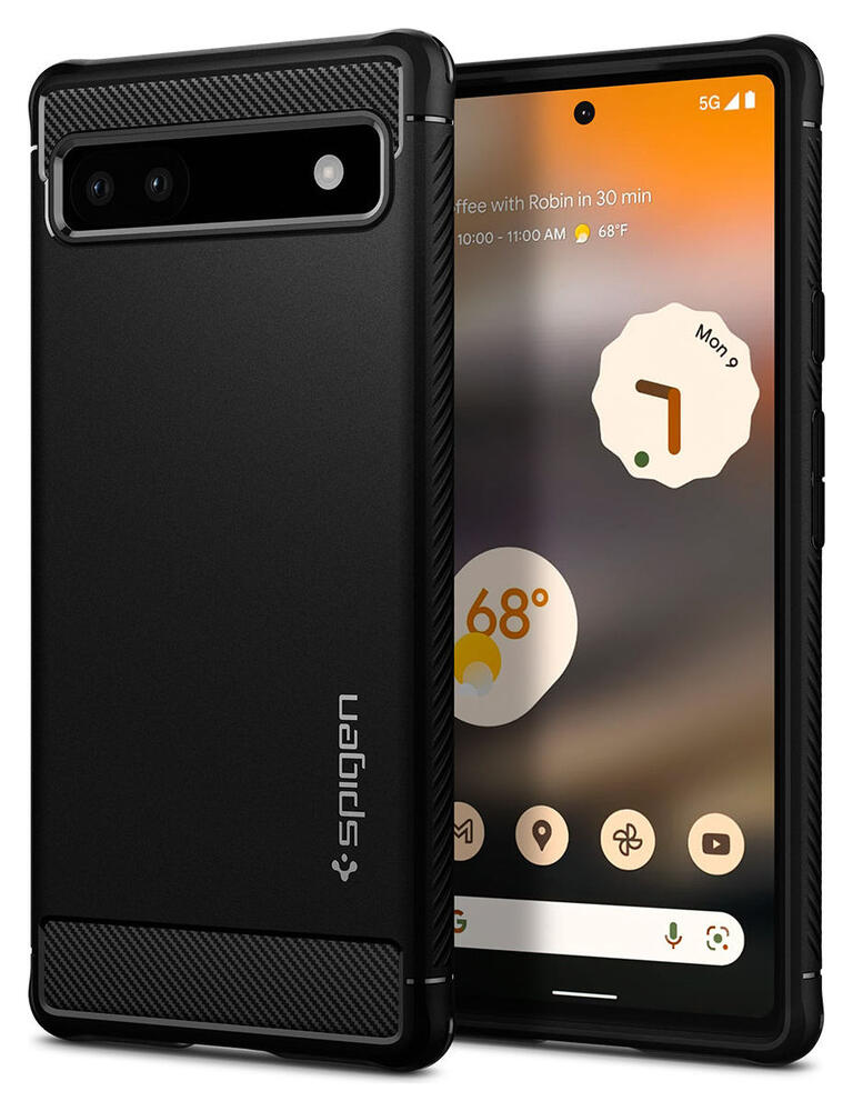 Spigen Rugged Armor Google Pixel 6a Hoesje Back Cover Zwart afbeelding 1