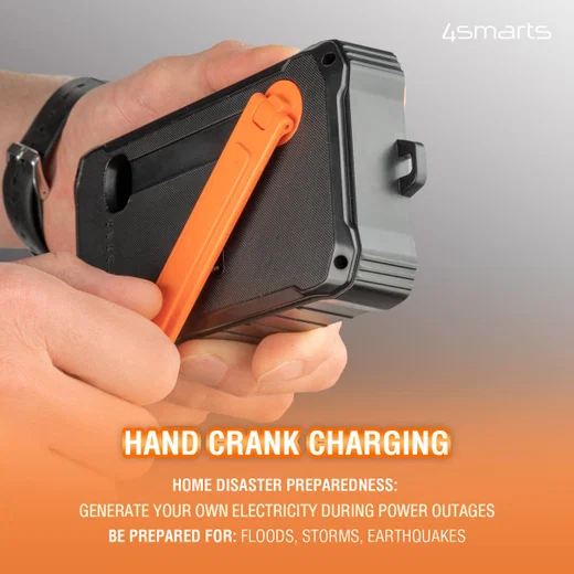4smarts Zonnepaneel Powerbank met Handdynamo 12.000 mAh en Zaklamp afbeelding 3