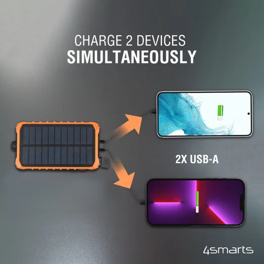 4smarts Zonnepaneel Powerbank met Handdynamo 12.000 mAh en Zaklamp afbeelding 6