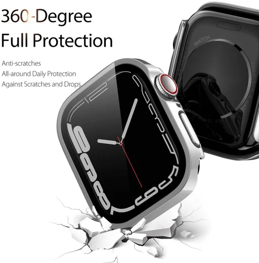 Dux Ducis Hamo - Apple Watch 7 / 8 / 9 45MM Hoesje - Full Protect - Zilver afbeelding 3