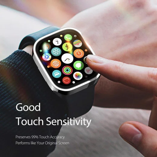 Dux Ducis Hamo - Apple Watch 7 / 8 / 9 45MM Hoesje - Full Protect - Zilver afbeelding 4