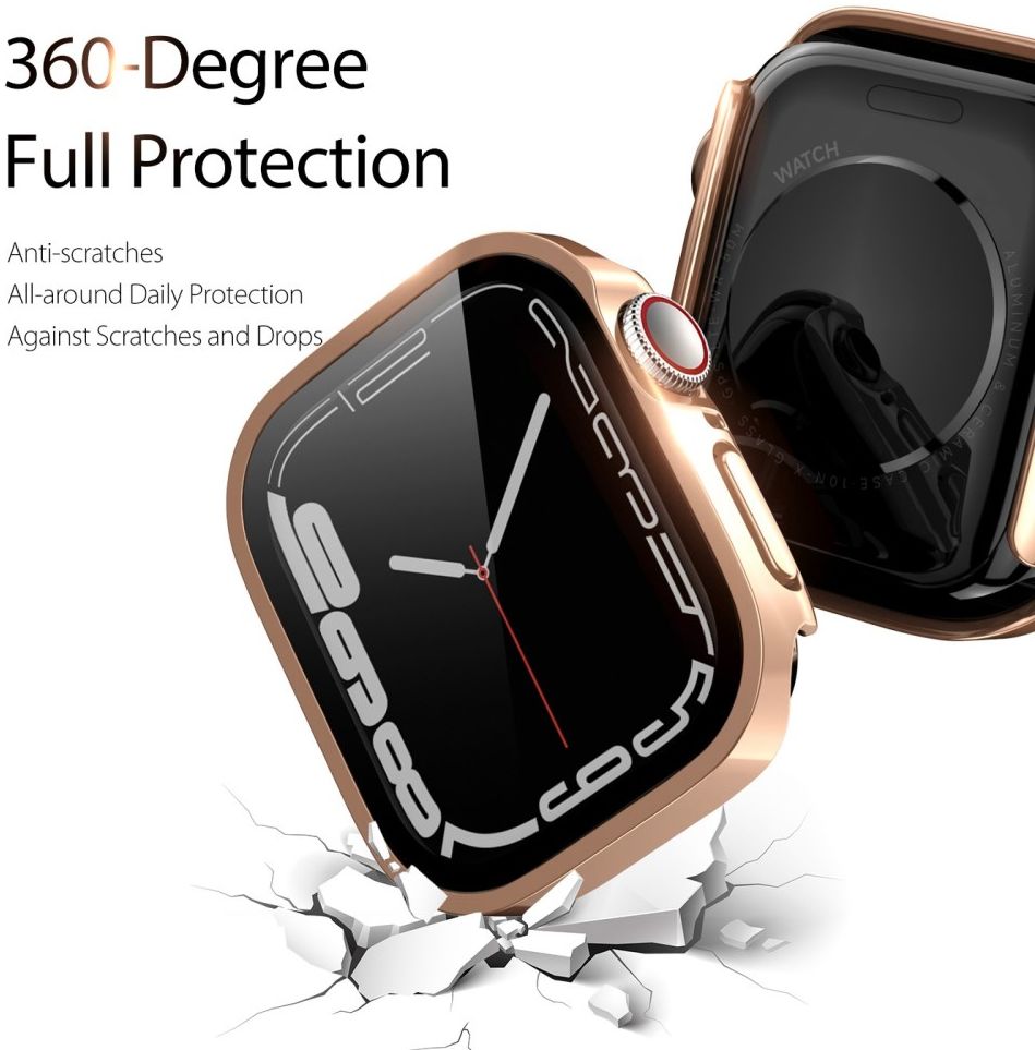 Dux Ducis Hamo - Apple Watch 7 / 8 / 9 45MM Hoesje - Full Protect - Goud afbeelding 3