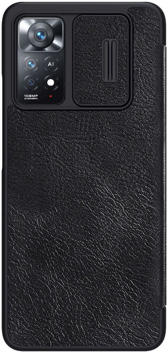 Nillkin Qin Pro Xiaomi Redmi Note 11 Pro Hoesje Camera Slider Zwart afbeelding 2