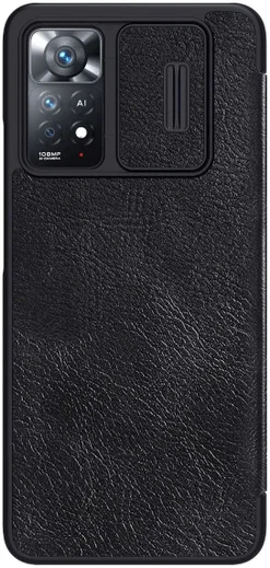 Nillkin Qin Pro Xiaomi Redmi Note 11 Pro Hoesje Camera Slider Zwart afbeelding 2