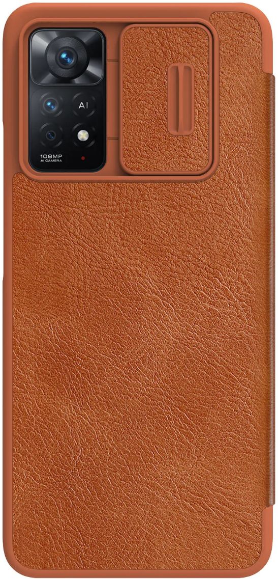 Nillkin Qin Pro Xiaomi Redmi Note 11 Pro Hoesje Camera Slider Bruin afbeelding 2