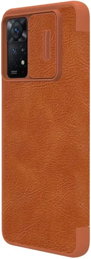 Nillkin Qin Pro Xiaomi Redmi Note 11 Pro Hoesje Camera Slider Bruin afbeelding 3