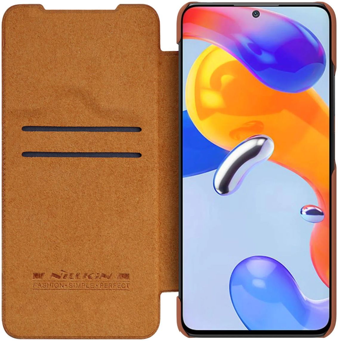 Nillkin Qin Pro Xiaomi Redmi Note 11 Pro Hoesje Camera Slider Bruin afbeelding 1