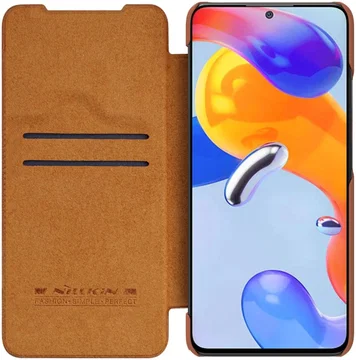 Nillkin Qin Pro Xiaomi Redmi Note 11 Pro Hoesje Camera Slider Bruin
