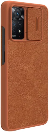 Nillkin Qin Pro Xiaomi Redmi Note 11 Pro Hoesje Camera Slider Bruin afbeelding 4