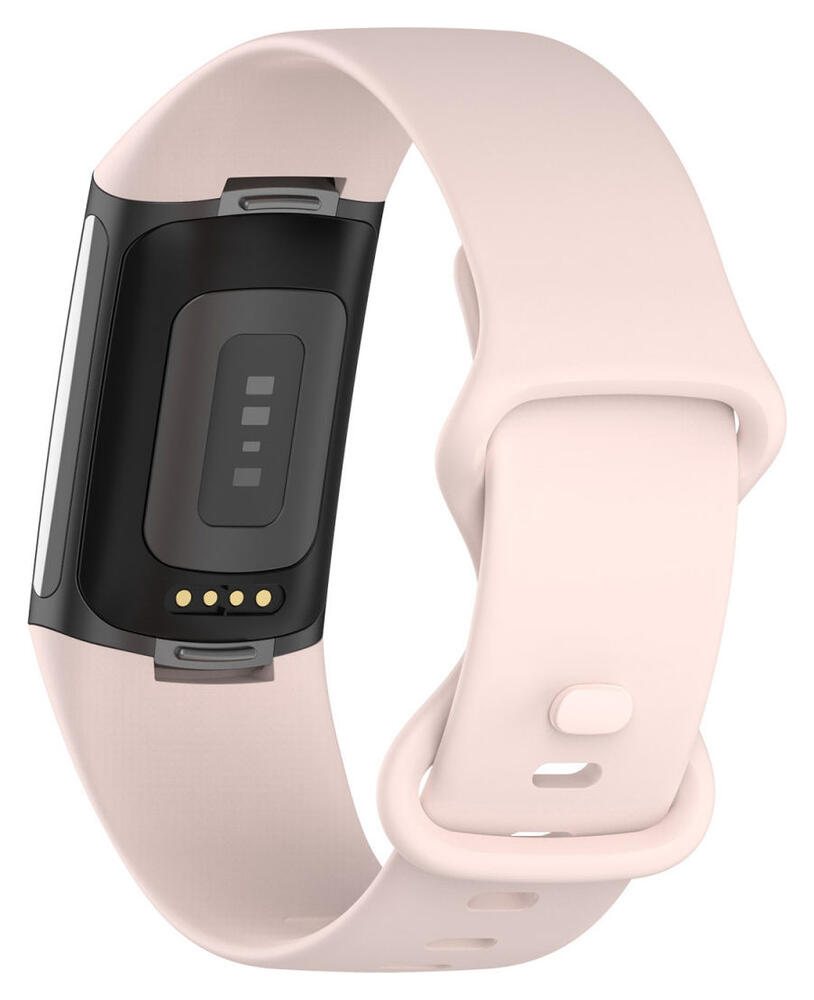 Fitbit Charge 5 / Charge 6 Bandje Siliconen met Gesp en Drukknoop Sluiting Roze afbeelding 2