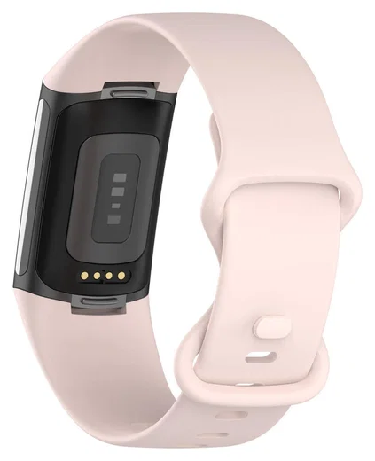 Fitbit Charge 5 / Charge 6 Bandje Siliconen met Gesp en Drukknoop Sluiting Roze afbeelding 2