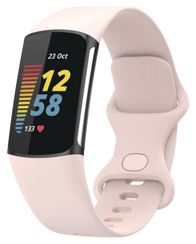 Fitbit Charge 5 / Charge 6 Bandje Siliconen met Gesp en Drukknoop Sluiting Roze afbeelding 6