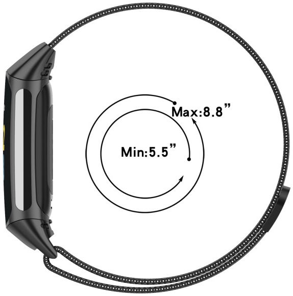 Fitbit Charge 5 Bandje Milanese Staal met Magneetsluiting Zwart afbeelding 8