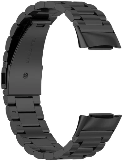Fitbit Charge 5 Bandje Roestvrij Staal met Schakels Zwart afbeelding 2