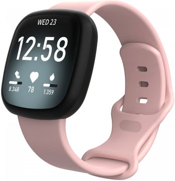 Fitbit Versa 3 / Sense Bandje - Siliconen met Drukknoop Sluiting - Roze
