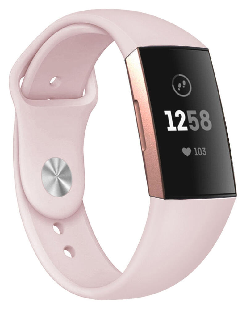 Fitbit Charge 4 / Charge 3 Bandje Siliconen Drukknoop Sluiting Roze afbeelding 1