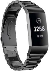 Fitbit Charge 4 / Charge 3 Bandje Roestvrij Staal met Schakels Zwart afbeelding