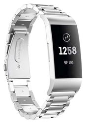 Fitbit Charge 4 / Charge 3 Bandje Roestvrij Staal met Schakels Zilver afbeelding