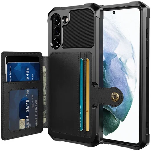 Samsung Galaxy S21 FE Hoesje met Kaarthouder Back Cover Zwart afbeelding 1