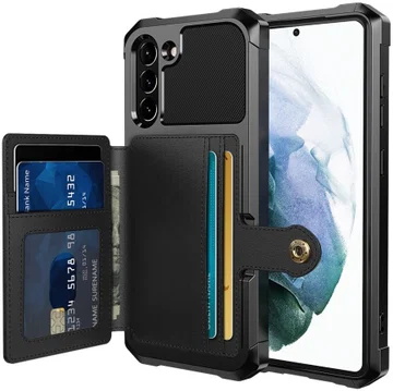 Samsung Galaxy S21 FE Hoesje met Kaarthouder Back Cover Zwart