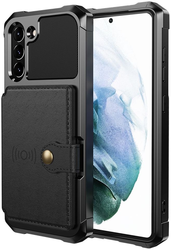 Samsung Galaxy S21 FE Hoesje met Kaarthouder Back Cover Zwart afbeelding 2
