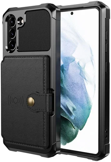 Samsung Galaxy S21 FE Hoesje met Kaarthouder Back Cover Zwart afbeelding 2
