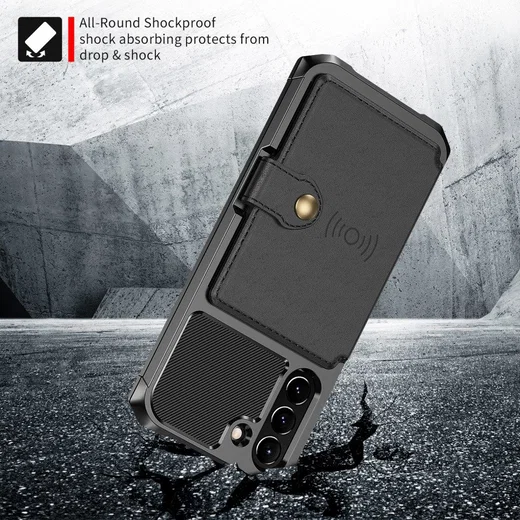 Samsung Galaxy S21 FE Hoesje met Kaarthouder Back Cover Zwart afbeelding 5