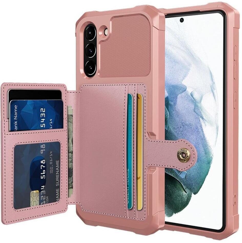 Samsung Galaxy S21 FE Hoesje met Kaarthouder Back Cover Roze afbeelding 1