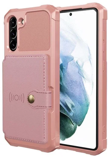 Samsung Galaxy S21 FE Hoesje met Kaarthouder Back Cover Roze afbeelding 2