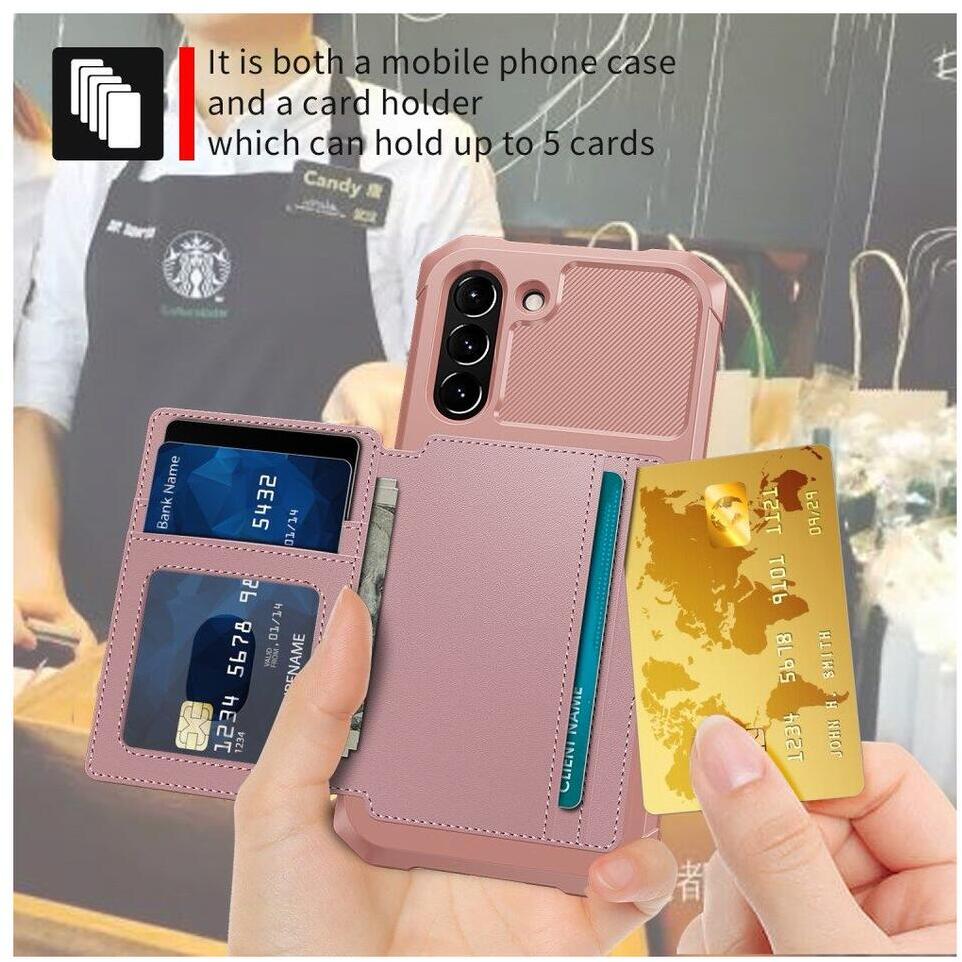 Samsung Galaxy S21 FE Hoesje met Kaarthouder Back Cover Roze afbeelding 3