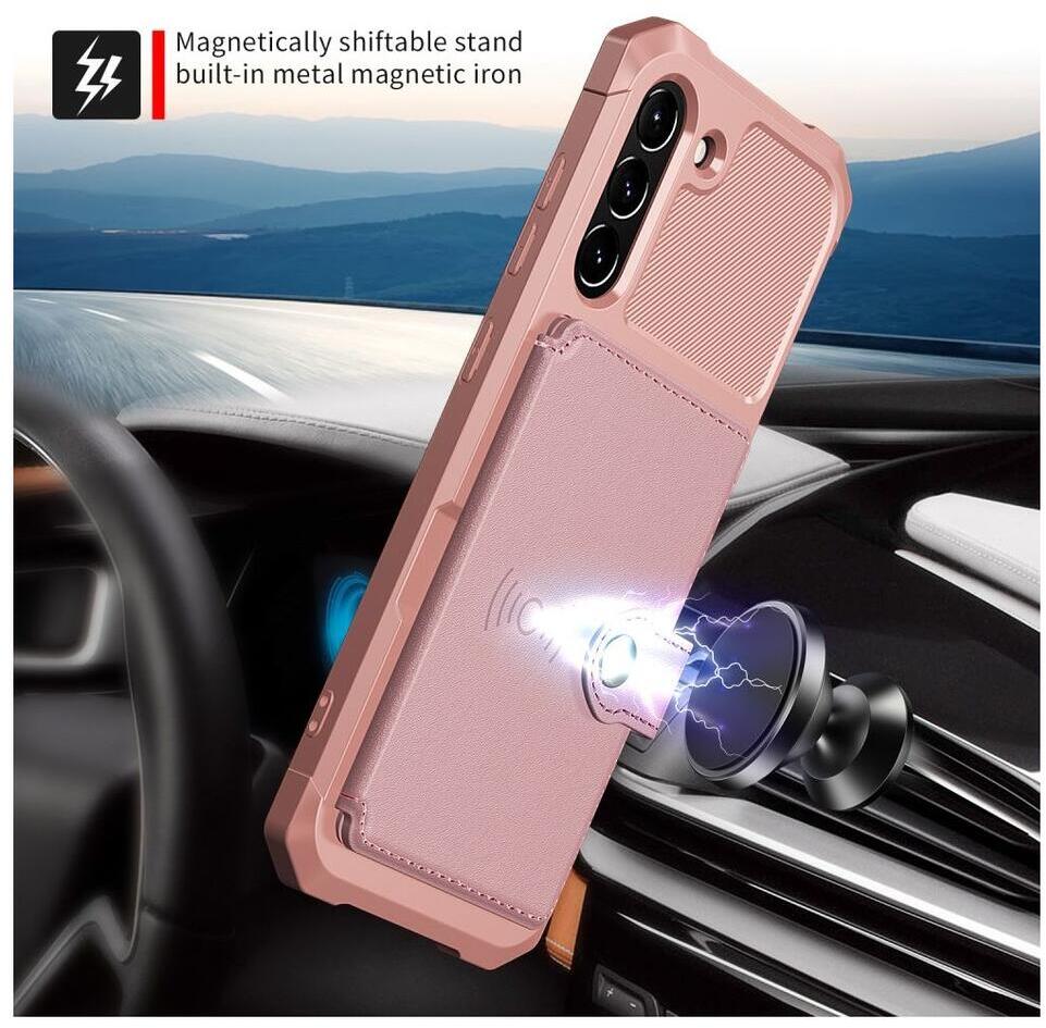 Samsung Galaxy S21 FE Hoesje met Kaarthouder Back Cover Roze afbeelding 4