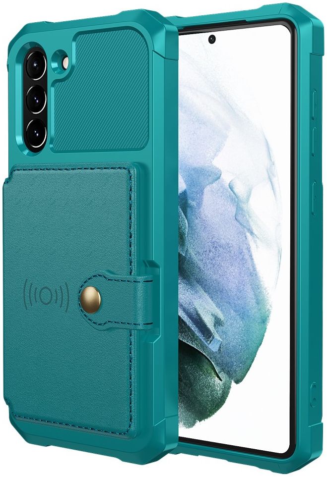 Samsung Galaxy S21 FE Hoesje met Kaarthouder Back Cover Groen afbeelding 2