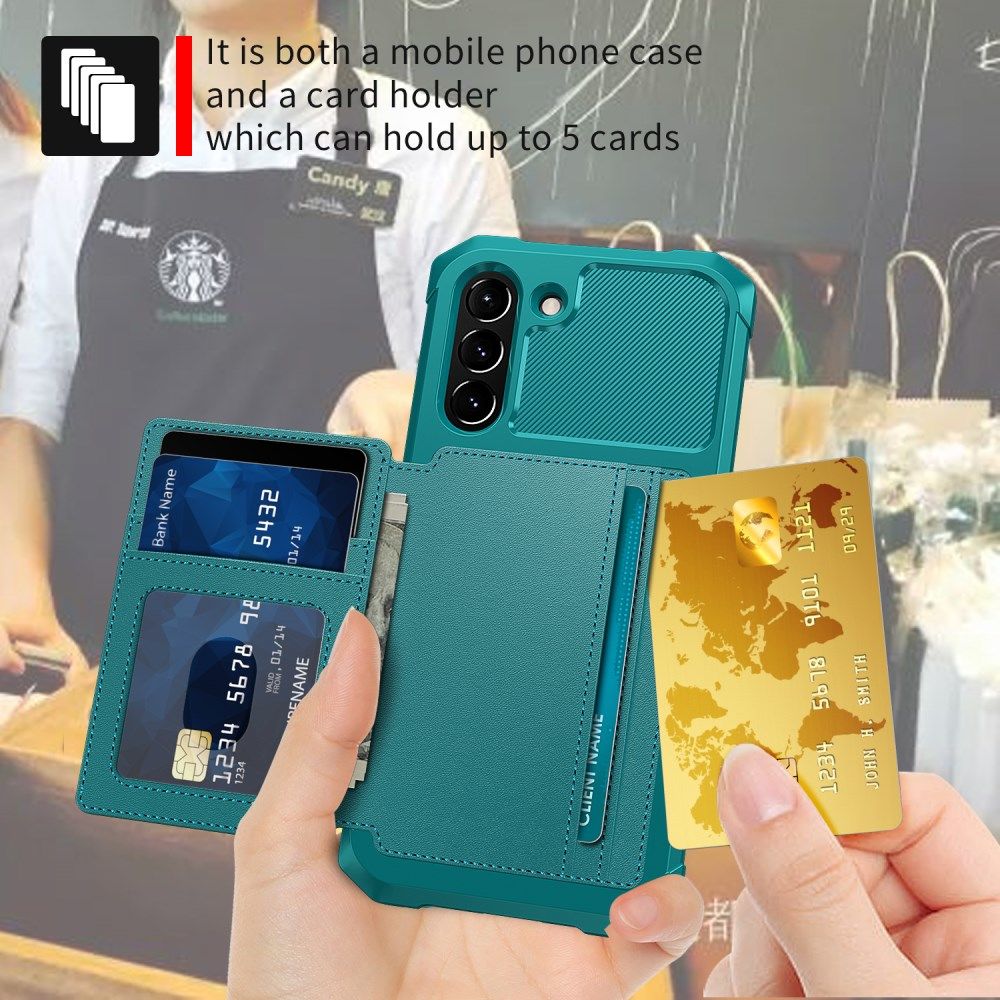 Samsung Galaxy S21 FE Hoesje met Kaarthouder Back Cover Groen afbeelding 3