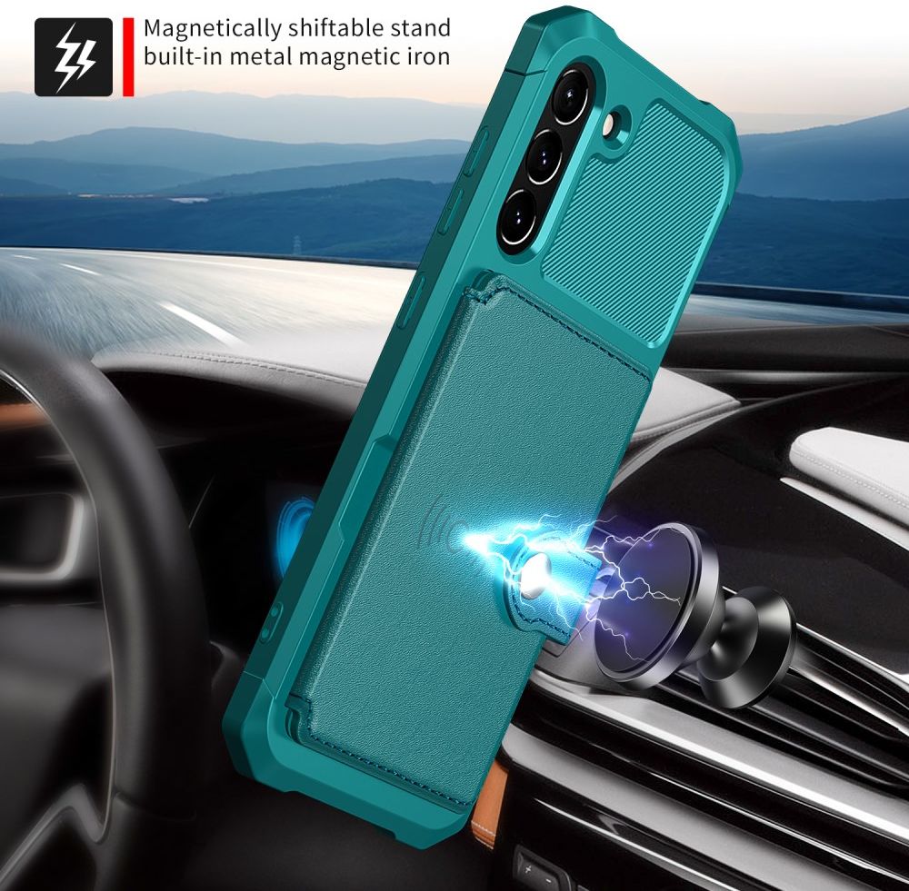 Samsung Galaxy S21 FE Hoesje met Kaarthouder Back Cover Groen afbeelding 4