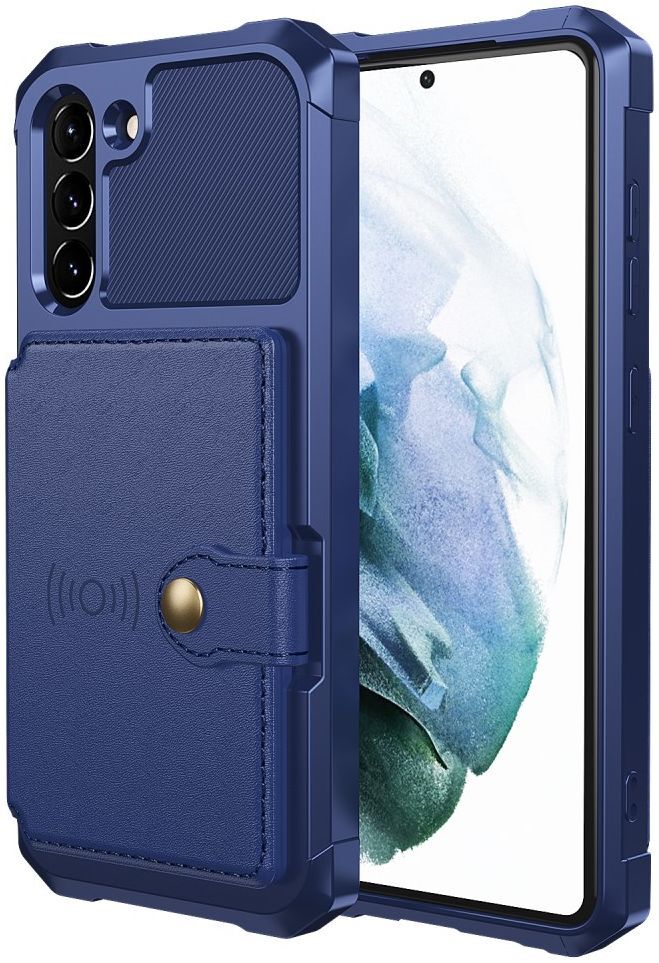 Samsung Galaxy S21 FE Hoesje met Kaarthouder Back Cover Blauw afbeelding 2