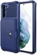 Samsung Galaxy S21 FE Hoesje met Kaarthouder Back Cover Blauw afbeelding 2
