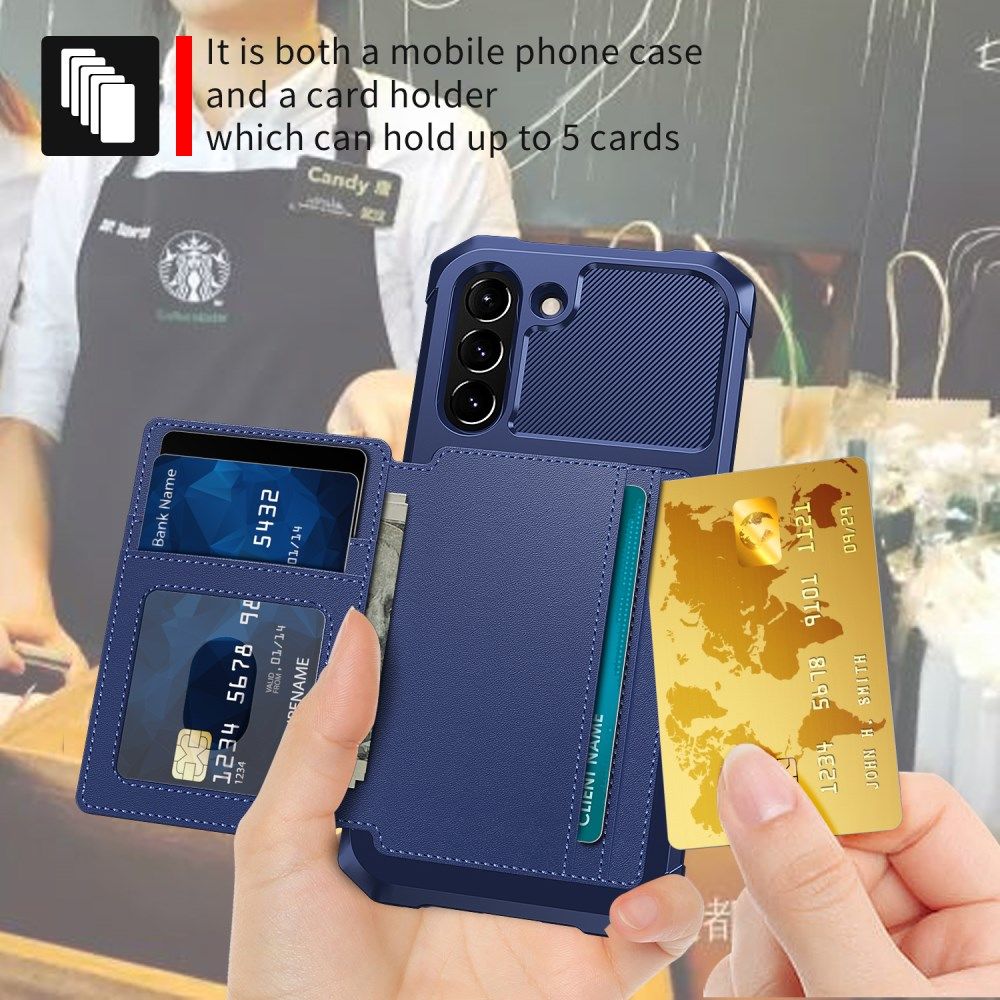 Samsung Galaxy S21 FE Hoesje met Kaarthouder Back Cover Blauw afbeelding 3