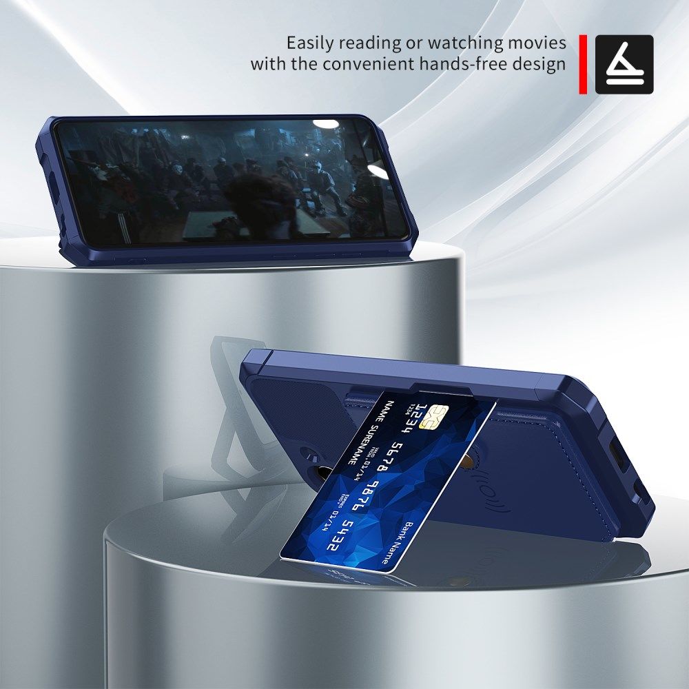 Samsung Galaxy S21 FE Hoesje met Kaarthouder Back Cover Blauw afbeelding 7