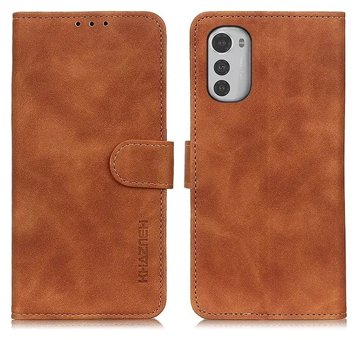 KHAZNEH Motorola Moto E32 Hoesje Retro Wallet Book Case Bruin afbeelding 2