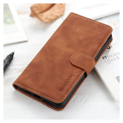 KHAZNEH Motorola Moto E32 Hoesje Retro Wallet Book Case Bruin afbeelding 3