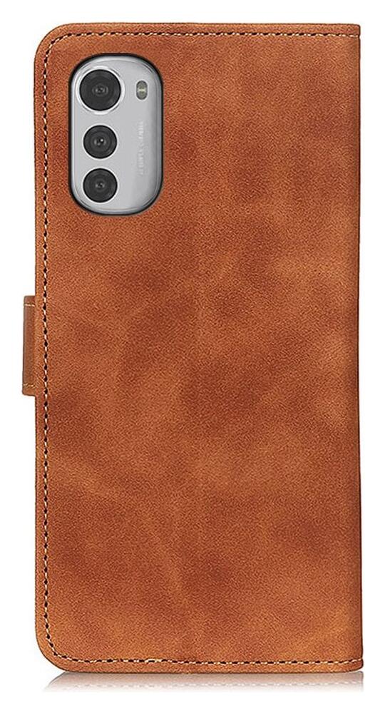 KHAZNEH Motorola Moto E32 Hoesje Retro Wallet Book Case Bruin afbeelding 7