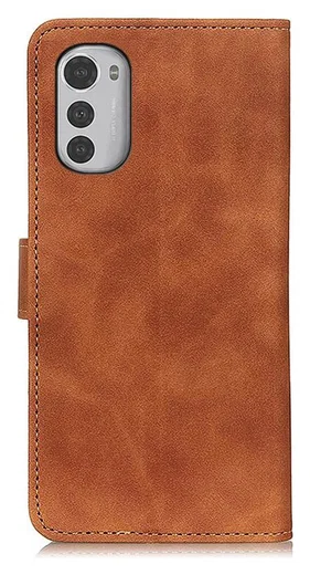 KHAZNEH Motorola Moto E32 Hoesje Retro Wallet Book Case Bruin afbeelding 7